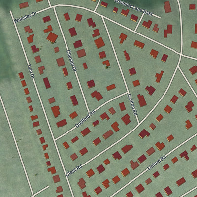 Close-up of the map of Russell Gardens, New York print showing street and building detail