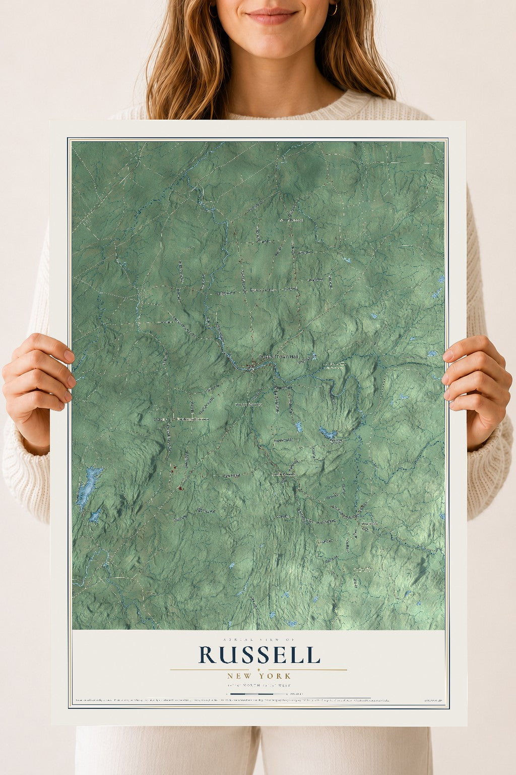 Russell, New York map print, 18" x 24" Archival Matte Print mockup
