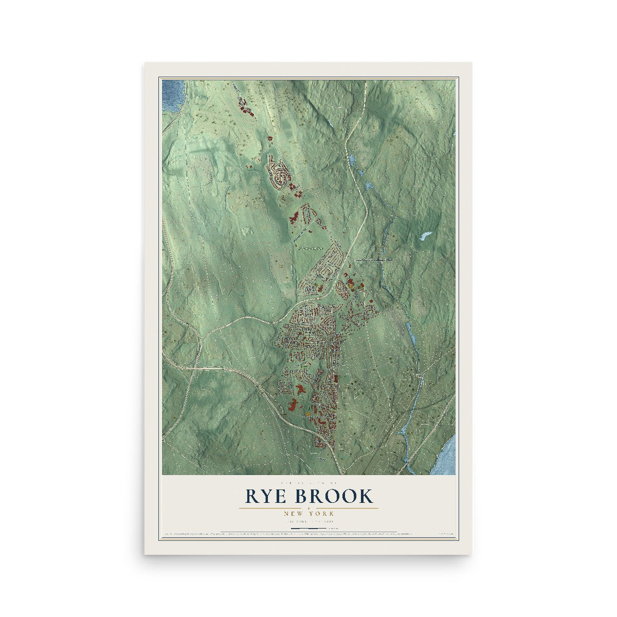 Map of Rye Brook, New York, 12 x 18 inch unframed archival matte print