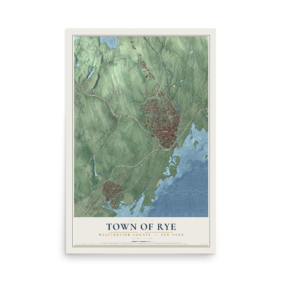 Rye, New York map print, 12" x 18" Archival Matte Print mockup