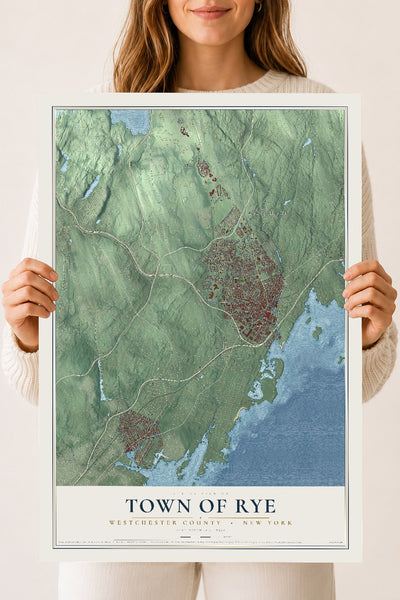 Rye, New York map print, 18" x 24" Archival Matte Print mockup