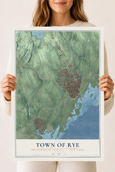 Map of the Town of Rye, Westchester County, New York, 18 x 24 inch unframed archival matte print