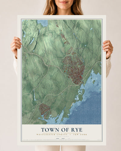 Map of the Town of Rye, Westchester County, New York, 24 x 36 inch unframed archival matte print
