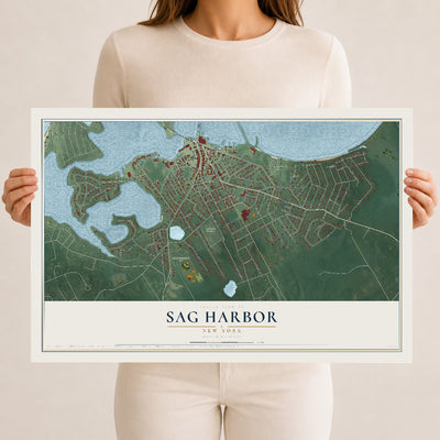 Sag Harbor, New York map print, 12" x 18" Archival Matte Print mockup