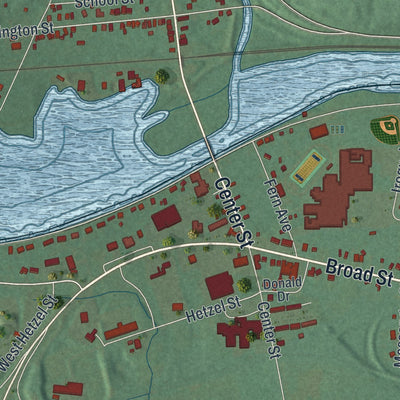 Second close-up of the map of the City of Salamanca, Cattaraugus County, New York print showing more streets and buildings