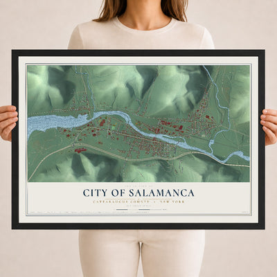 Map of the City of Salamanca, Cattaraugus County, New York, 18 x 24 inch print in a black wood frame