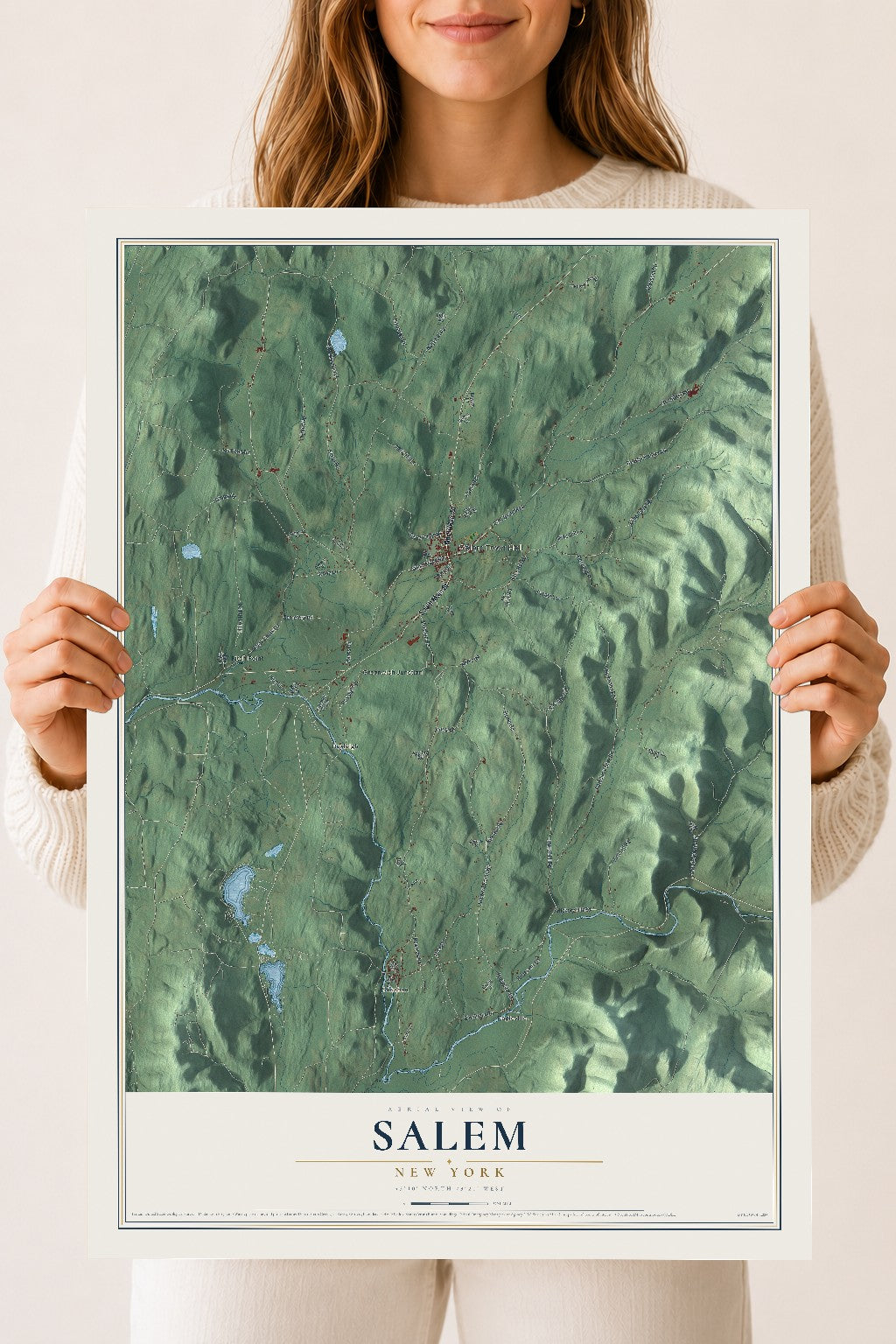 Salem, New York map print, 18" x 24" Archival Matte Print mockup