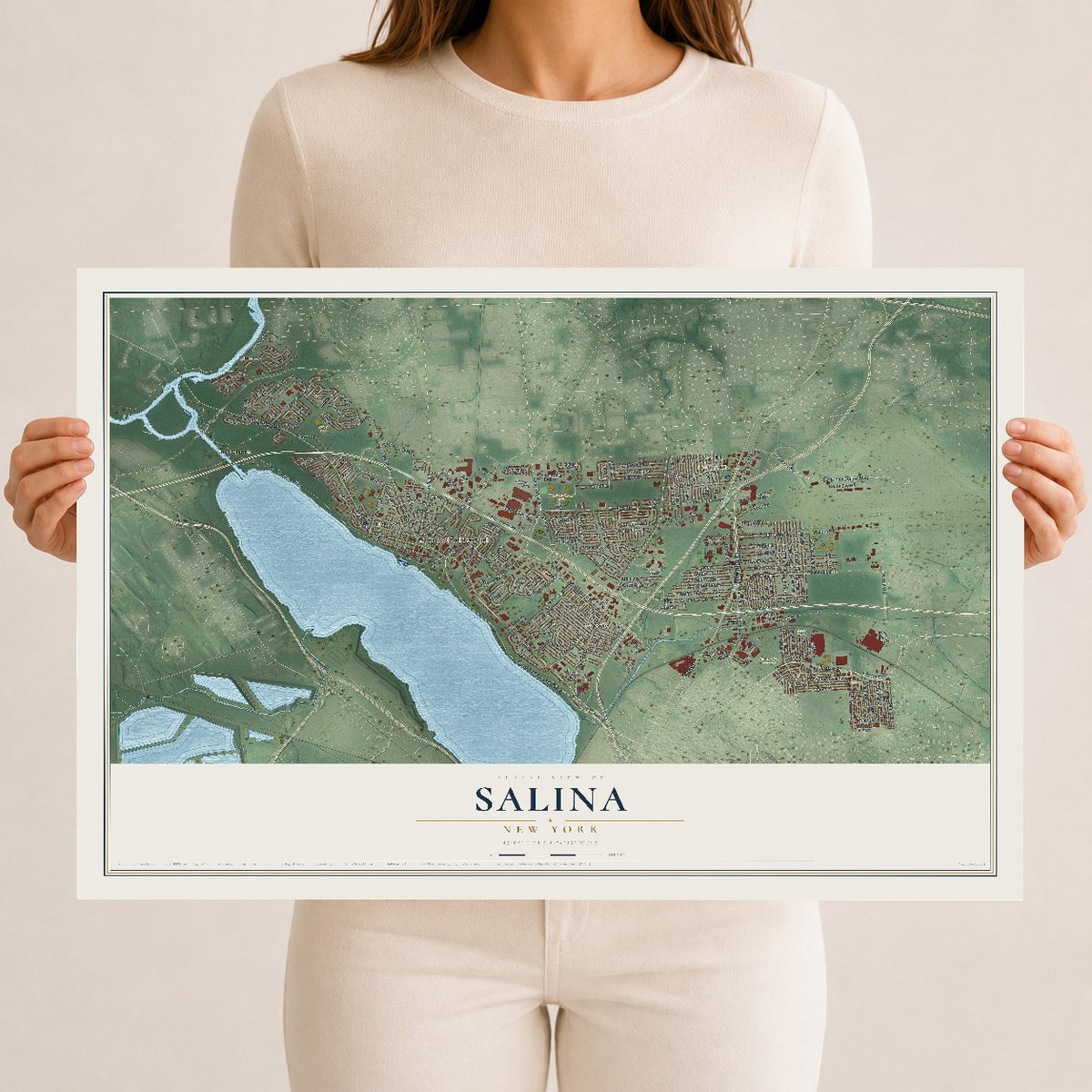 Salina, New York map print, 12" x 18" Archival Matte Print mockup