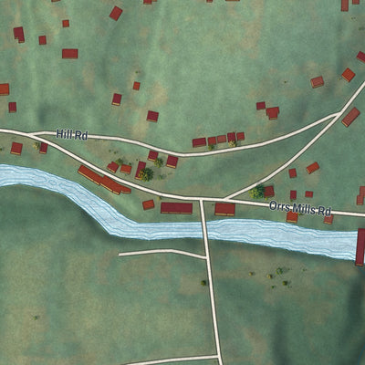 Close-up of the map of Salisbury Mills, New York print showing street and building detail