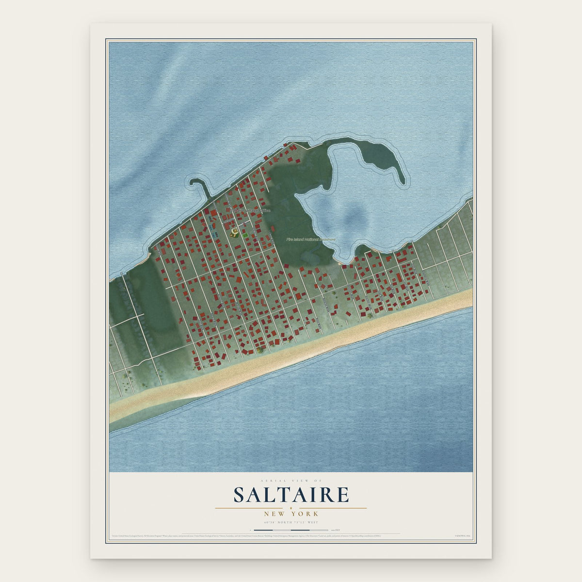 Saltaire, New York map print, the full design