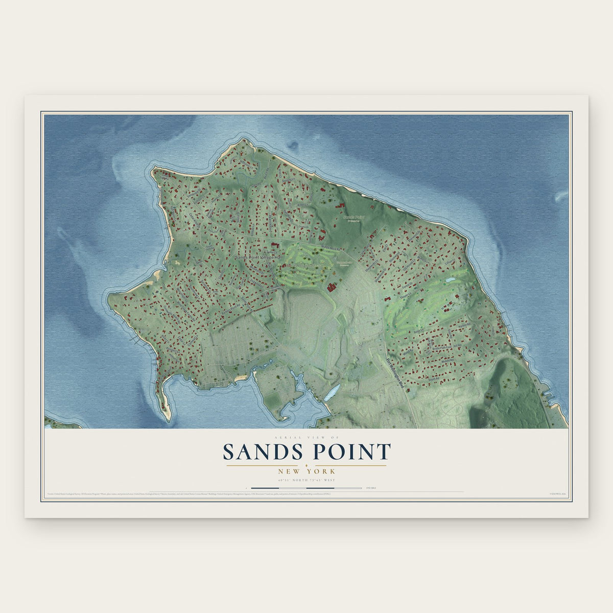 Sands Point, New York map print, the full design