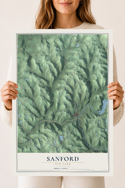 Sanford, New York map print, 18" x 24" Archival Matte Print mockup