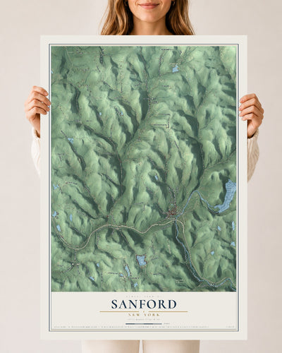 Sanford, New York map print, 24" x 36" Archival Matte Print mockup