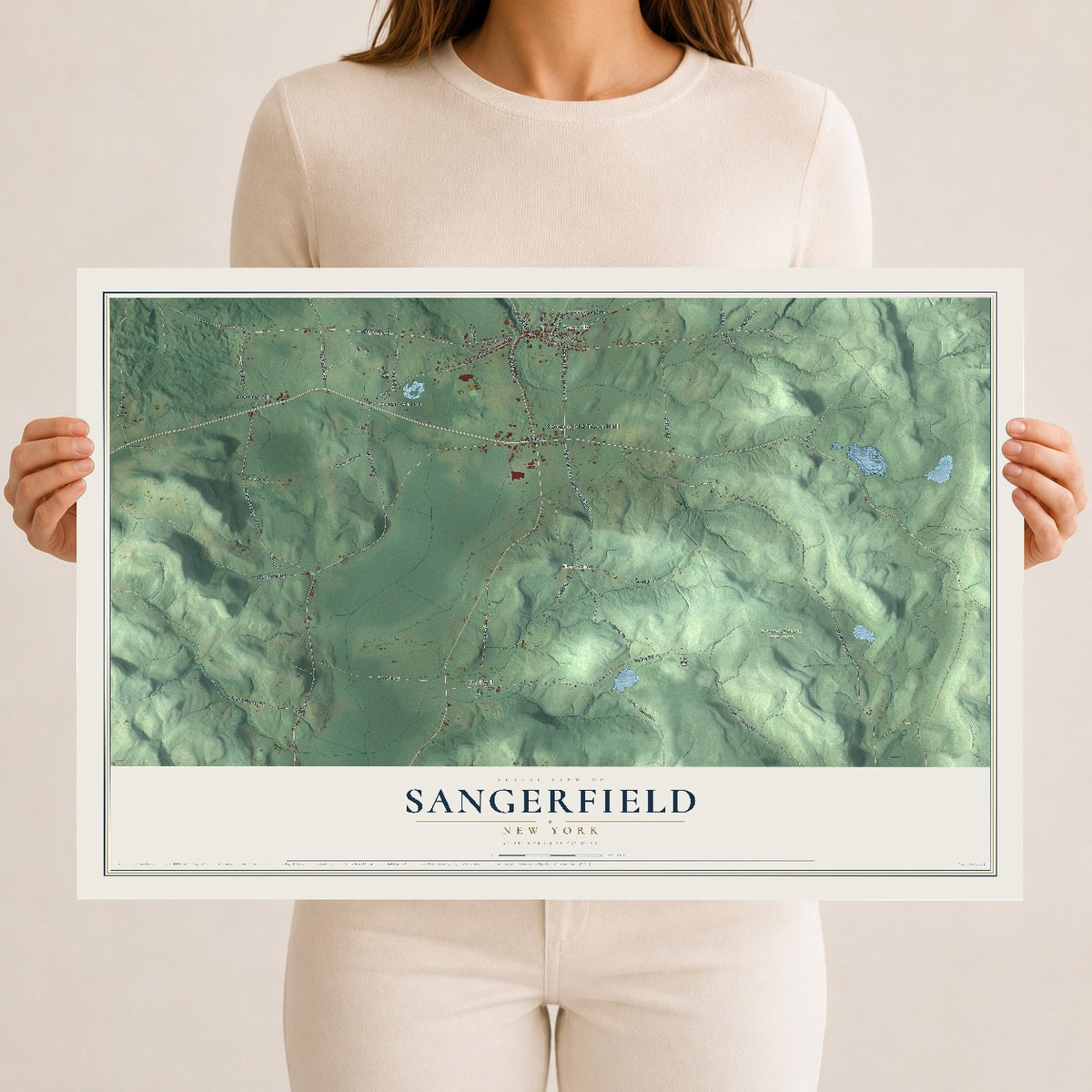 Sangerfield, New York map print, 12" x 18" Archival Matte Print mockup