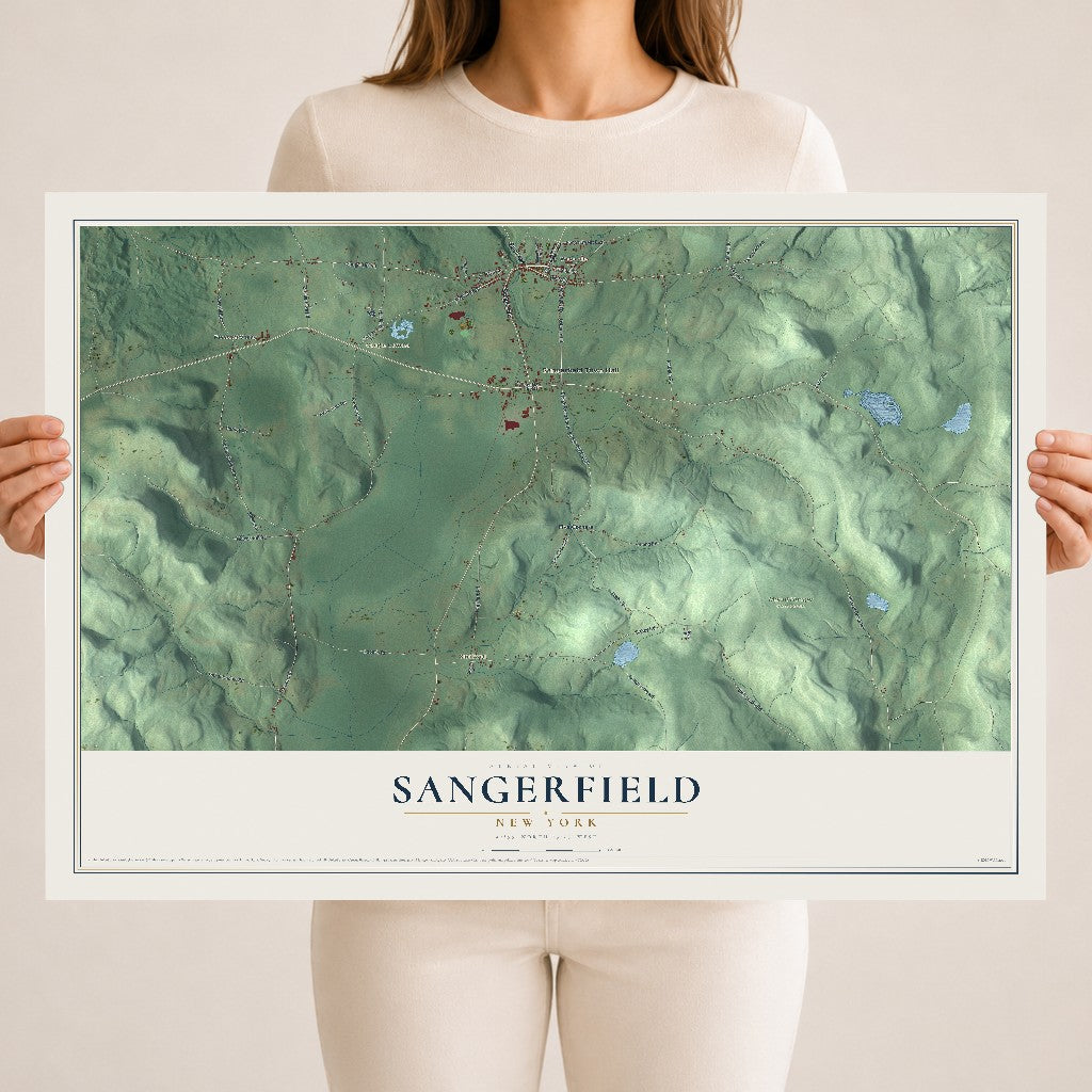 Sangerfield, New York map print, 18" x 24" Archival Matte Print mockup