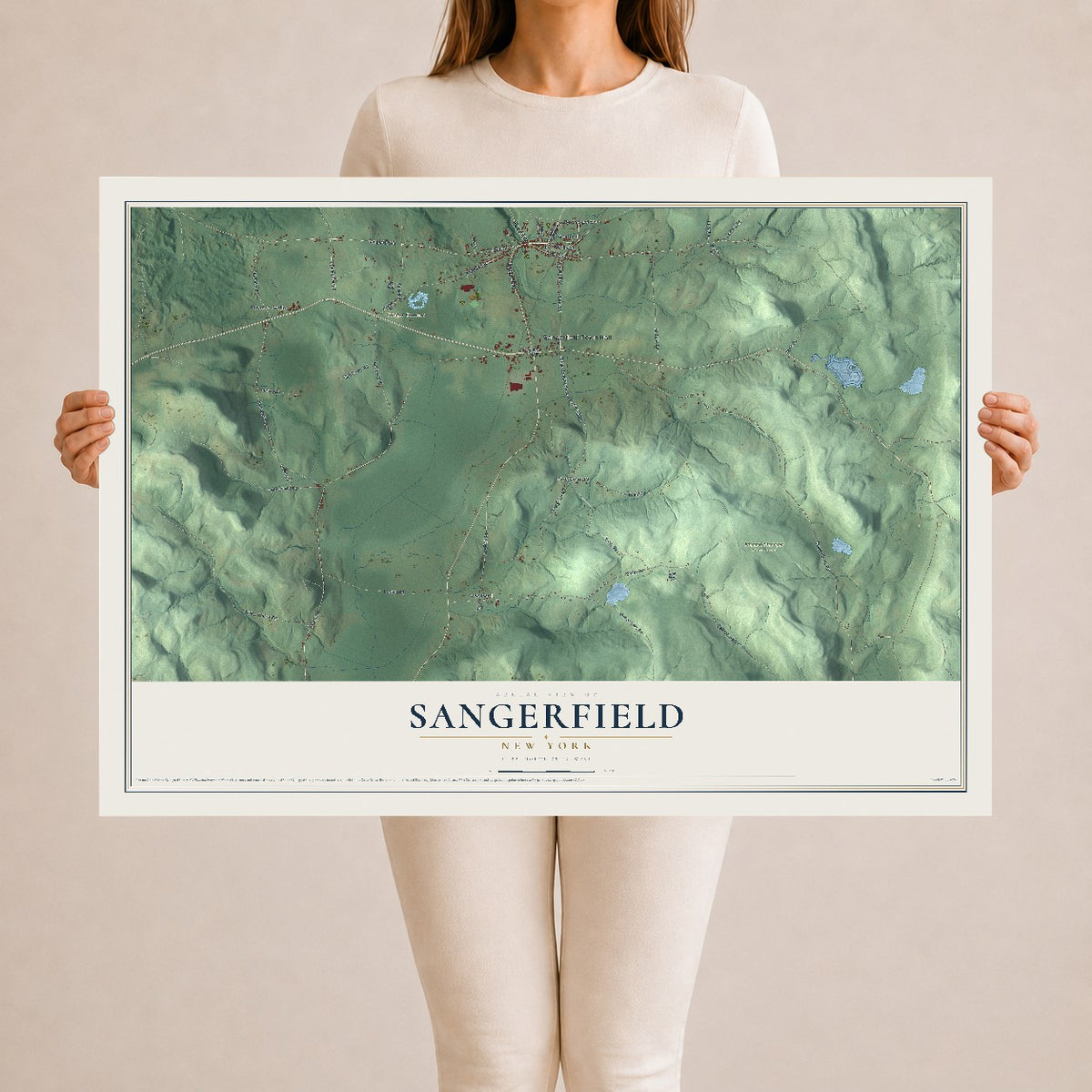 Sangerfield, New York map print, 24" x 36" Archival Matte Print mockup