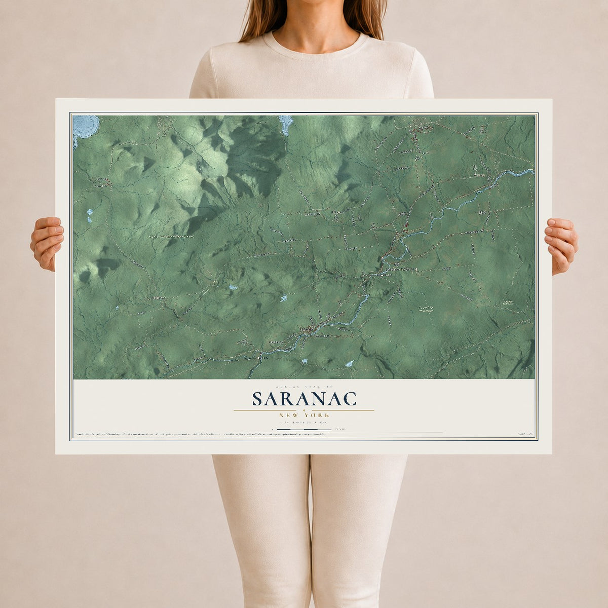 Saranac, New York map print, 24" x 36" Archival Matte Print mockup