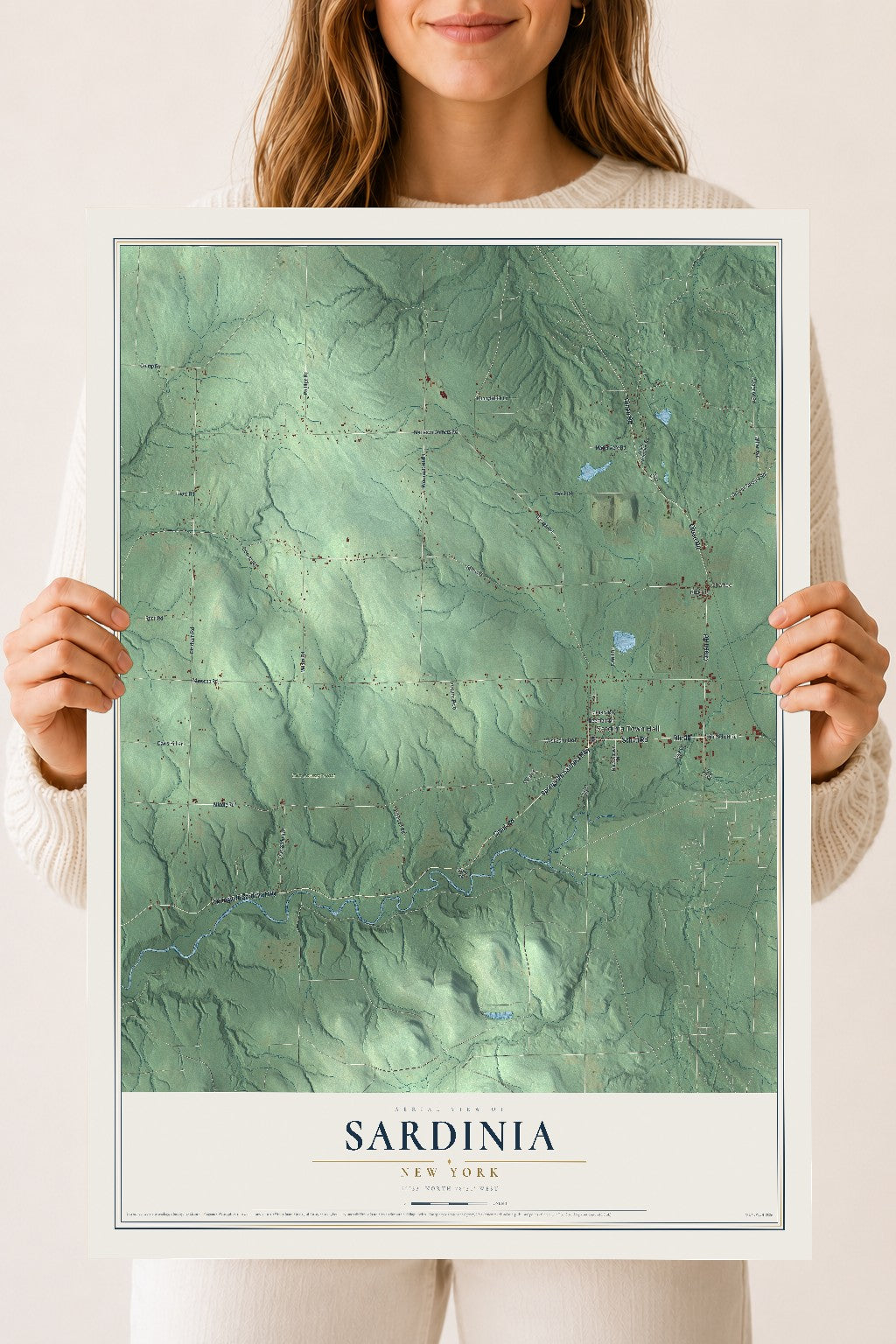 Sardinia, New York map print, 18" x 24" Archival Matte Print mockup