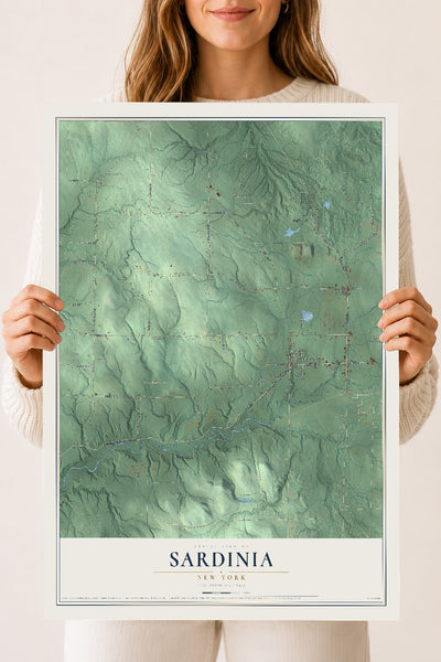 Sardinia, New York map print, 18" x 24" Archival Matte Print mockup