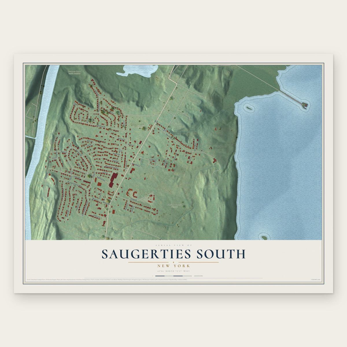 Saugerties South, New York map print, the full design