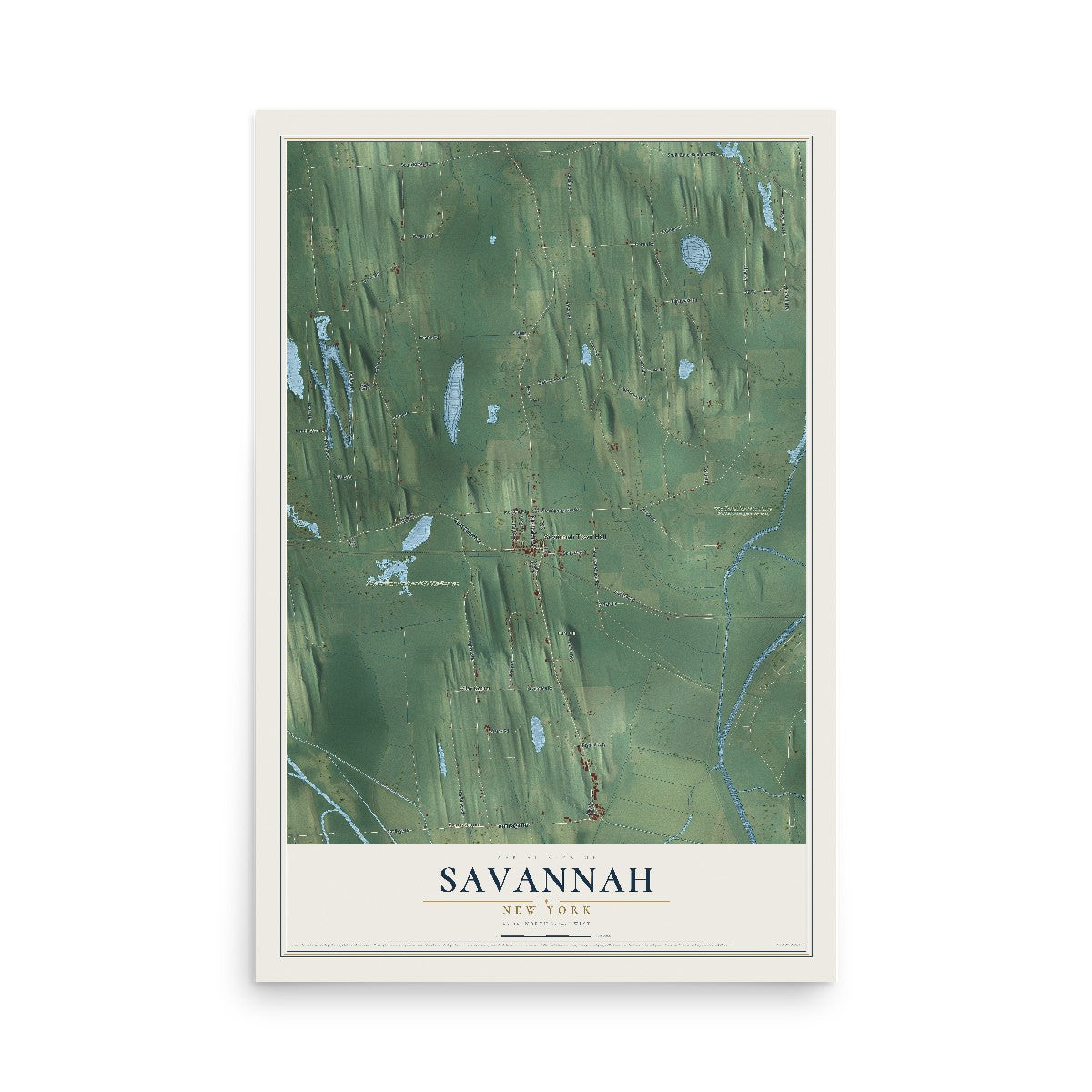Savannah, New York map print, 12" x 18" Archival Matte Print mockup