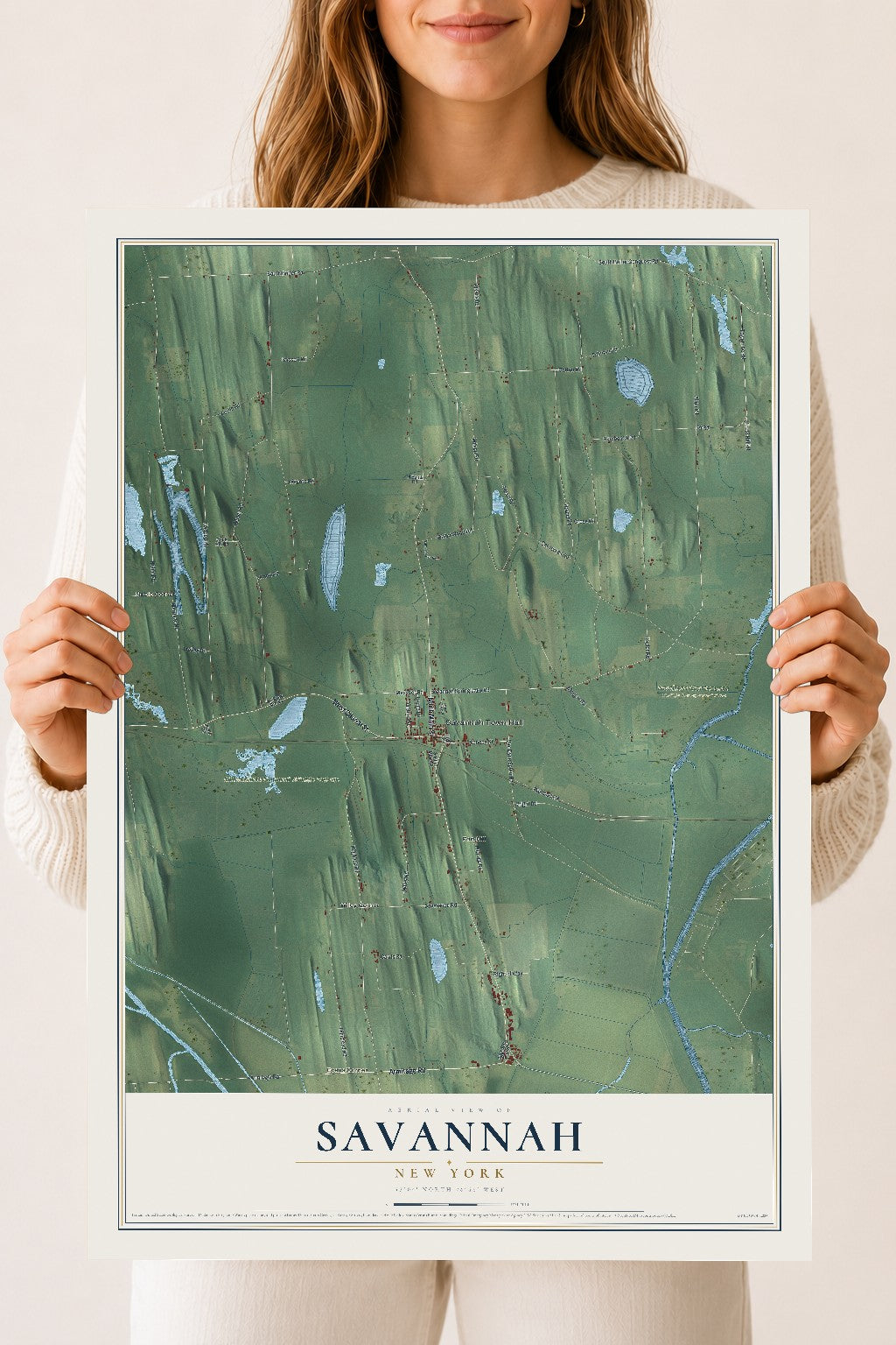 Savannah, New York map print, 18" x 24" Archival Matte Print mockup