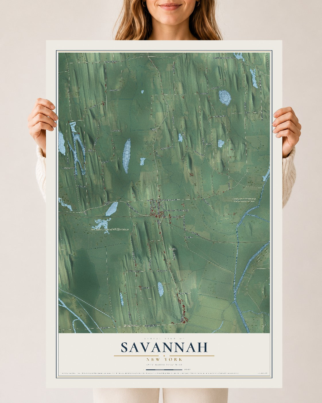 Savannah, New York map print, 24" x 36" Archival Matte Print mockup