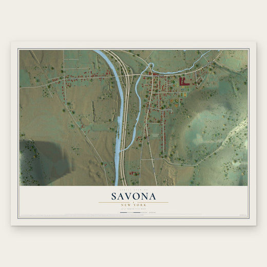 Savona, New York map print, the full design