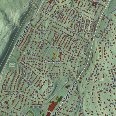 Close-up 1 of the Scarsdale, New York map artwork