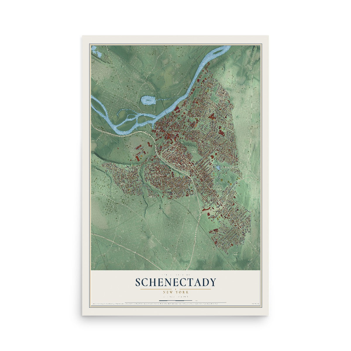 Schenectady, New York map print, 12" x 18" Archival Matte Print mockup