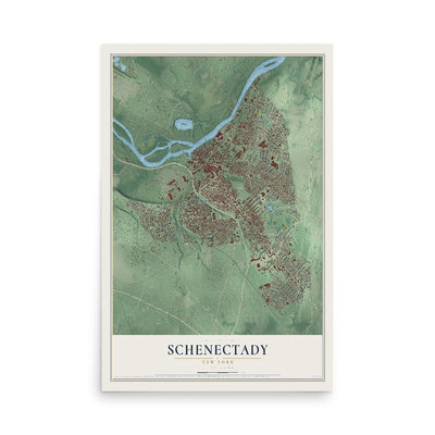 Schenectady, New York map print, 12" x 18" Archival Matte Print mockup