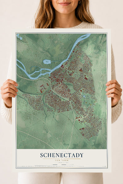 Schenectady, New York map print, 18" x 24" Archival Matte Print mockup
