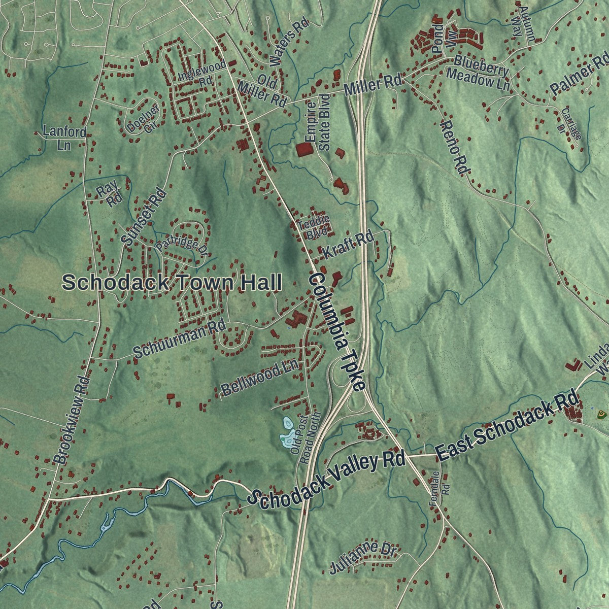 Close-up 1 of the Schodack, New York map artwork