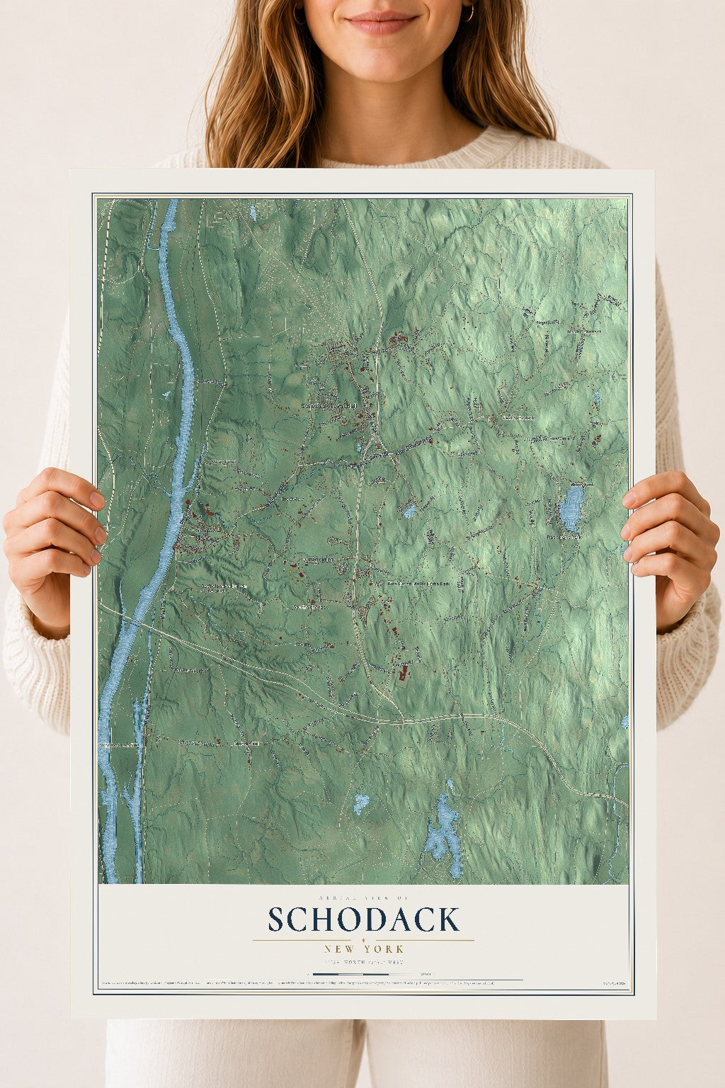 Schodack, New York map print, 18" x 24" Archival Matte Print mockup