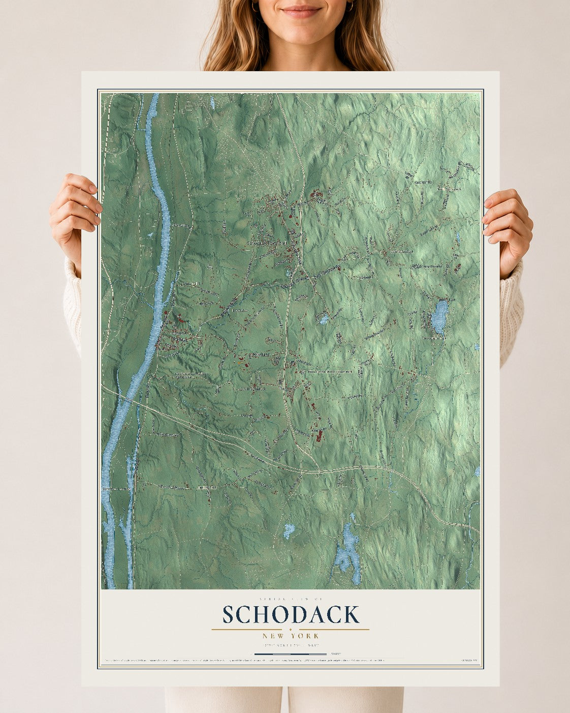 Schodack, New York map print, 24" x 36" Archival Matte Print mockup