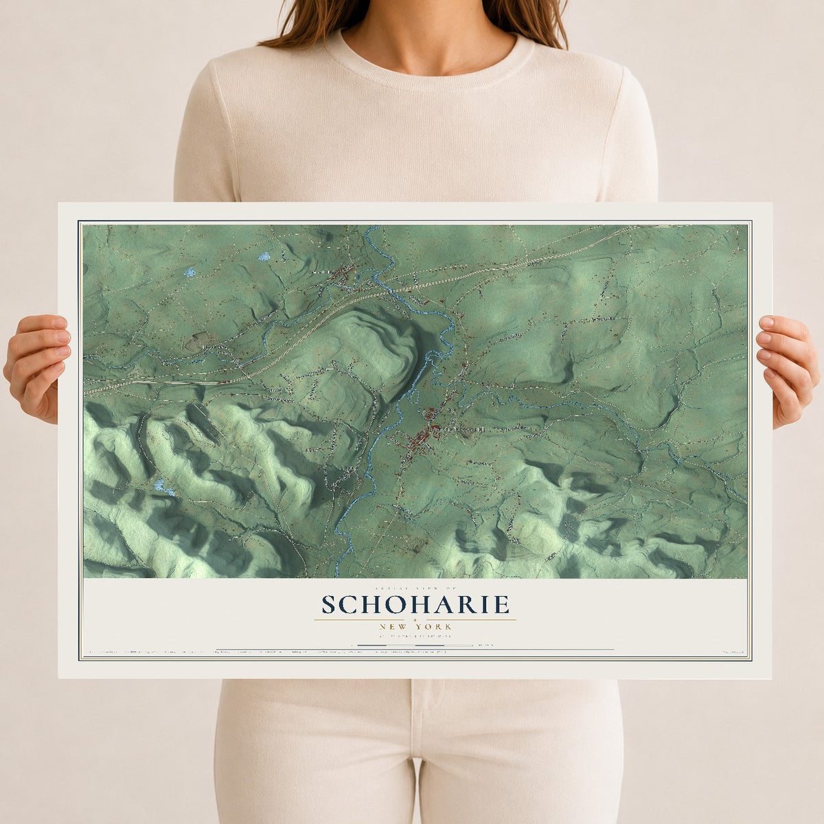 Schoharie, New York map print, 12" x 18" Archival Matte Print mockup