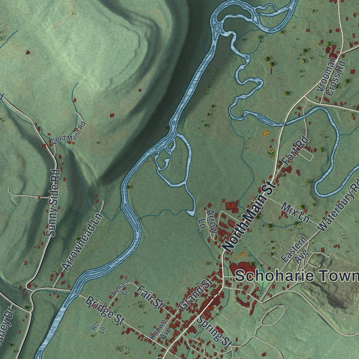 Close-up 1 of the Schoharie, New York map artwork