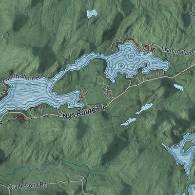 Close-up 2 of the Schroon, New York map artwork