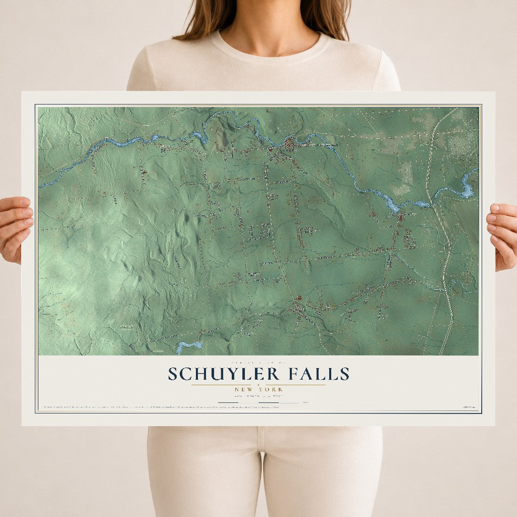 Schuyler Falls, New York map print, 18" x 24" Archival Matte Print mockup