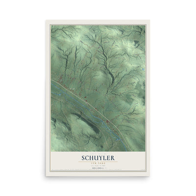 Schuyler, New York map print, 12" x 18" Archival Matte Print mockup