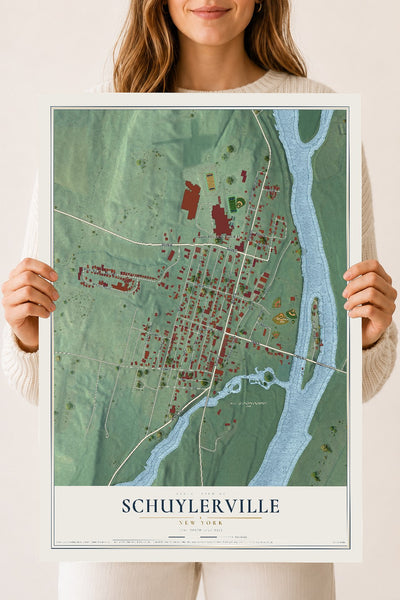 Schuylerville, New York map print, 18" x 24" Archival Matte Print mockup