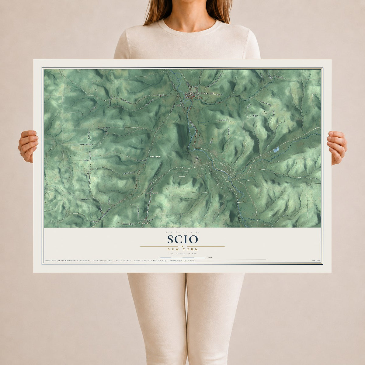 Scio, New York map print, 24" x 36" Archival Matte Print mockup