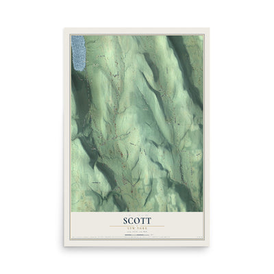 Scott, New York map print, 12" x 18" Archival Matte Print mockup