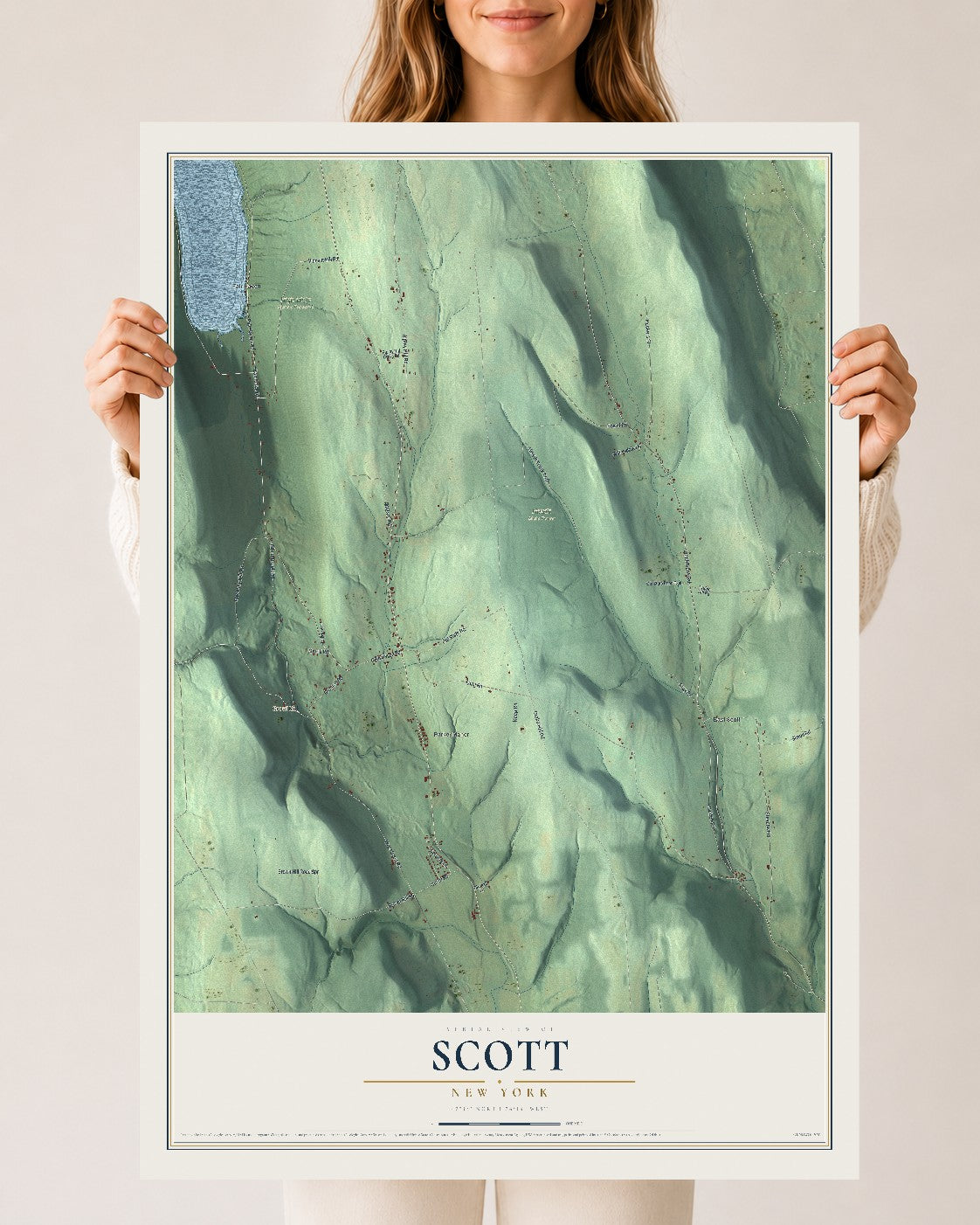 Scott, New York map print, 24" x 36" Archival Matte Print mockup