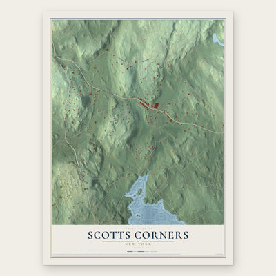 Scotts Corners, New York map print, the full design