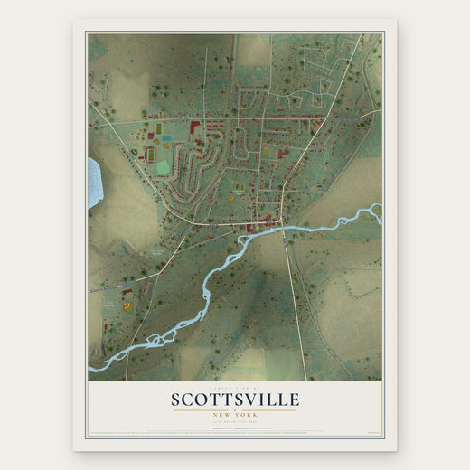 Scottsville, New York map print, the full design