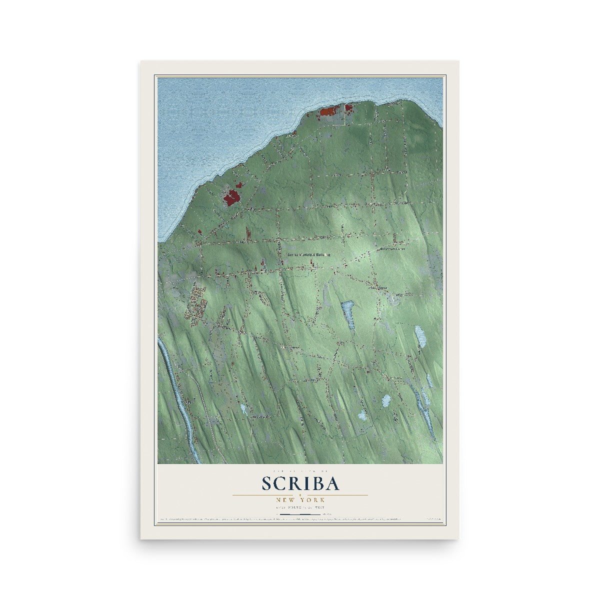 Scriba, New York map print, 12" x 18" Archival Matte Print mockup