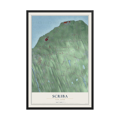 Scriba, New York map print, 12" x 18" W/ Black Ayous Wood Frame mockup
