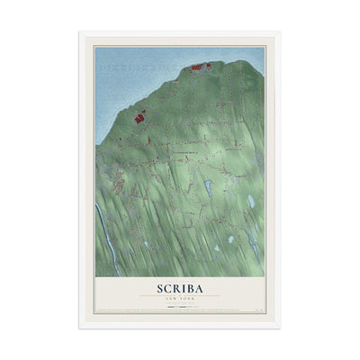 Scriba, New York map print, 12" x 18" W/ White Ayous Wood Frame mockup