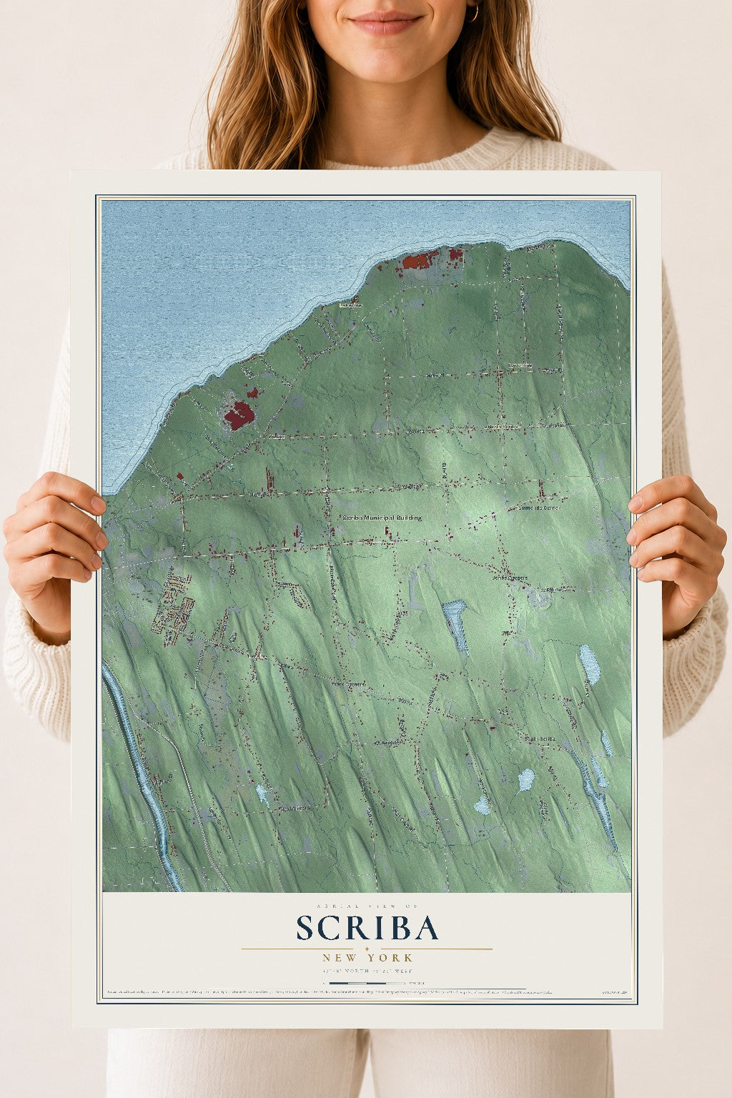 Scriba, New York map print, 18" x 24" Archival Matte Print mockup